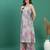 women beige floral printed mirror work v-neck straight kurta with trousers