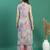 women beige floral printed mirror work v-neck straight kurta with trousers