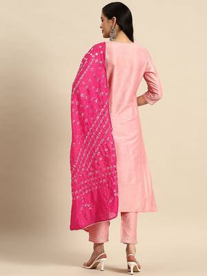 women floral embroidered sequinned  cotton kurta with trousers & dupatta 2