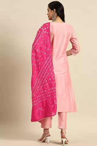 women floral embroidered sequinned  cotton kurta with trousers & dupatta
