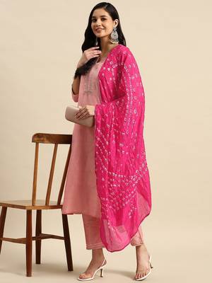 women floral embroidered sequinned  cotton kurta with trousers & dupatta 3