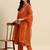 women ethnic motifs embroidered mirror work silk crepe kurta with trousers & dupatta