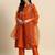 women ethnic motifs embroidered mirror work silk crepe kurta with trousers & dupatta