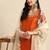 women ethnic motifs embroidered mirror work silk crepe kurta with trousers & dupatta