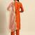 women ethnic motifs embroidered mirror work silk crepe kurta with trousers & dupatta