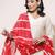 women v-neck straight kurta with trousers & dupatta