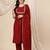 women maroon mirror work embroidered anarkali kurta with trouser & dupatta 