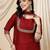 women maroon mirror work embroidered anarkali kurta with trouser & dupatta 