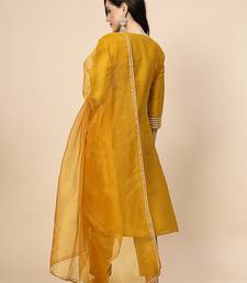 women burgundy yoke design a-line kurta and trousers with dupatta