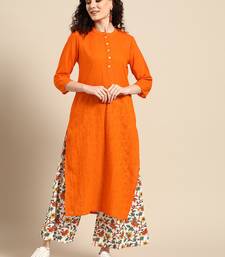  women orange  cotton kurta with palazzos