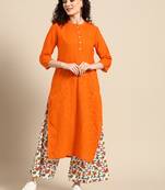  women orange  cotton kurta with palazzos