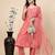 women peach-coloured mirror work embroidered anarkali kurta & trousers with dupatta