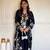 Navy Blue Color Embroidery Work Satin Salwar Suit