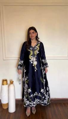 Navy Blue Color Embroidery Work Satin Salwar Suit 2