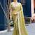 Trendy olive green embroidery butti work moss shimmer saree with unstitched blouse