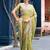 Trendy olive green embroidery butti work moss shimmer saree with unstitched blouse