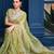 Trendy olive green embroidery butti work moss shimmer saree with unstitched blouse