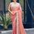 Traditional peach embroidery butti work moss shimmer saree with unstitched blouse