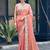 Traditional peach embroidery butti work moss shimmer saree with unstitched blouse
