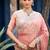 Traditional peach embroidery butti work moss shimmer saree with unstitched blouse