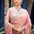 Traditional peach embroidery butti work moss shimmer saree with unstitched blouse