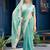 Indian teal green embroidery butti work moss shimmer saree with unstitched blouse