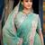 Indian teal green embroidery butti work moss shimmer saree with unstitched blouse