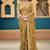 Ethnic mustard yellow sequin cutdana jaal embroidery satin saree with unstitched blouse