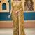 Ethnic mustard yellow sequin cutdana jaal embroidery satin saree with unstitched blouse