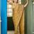 Ethnic mustard yellow sequin cutdana jaal embroidery satin saree with unstitched blouse