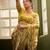 Ethnic mustard yellow sequin cutdana jaal embroidery satin saree with unstitched blouse