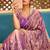 Traditional purple sequin cutdana jaal embroidery satin saree with unstitched blouse