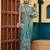 Indian teal blue sequin cutdana jaal embroidery satin saree with unstitched blouse
