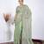 Elegance green detailed resham zari floral embroidery saree with unstitched blouse