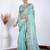 New collection light firozi detailed resham zari floral embroidery saree with unstitched blouse