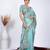 New collection light firozi detailed resham zari floral embroidery saree with unstitched blouse