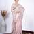 Latest light peach detailed resham zari floral embroidery saree with unstitched blouse