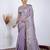 Celebrity inspired purple detailed resham zari floral embroidery saree with unstitched blouse