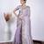 Celebrity inspired purple detailed resham zari floral embroidery saree with unstitched blouse