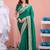 Designer green embroiderd border fandy satin saree with unstitched blouse
