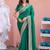 Designer green embroiderd border fandy satin saree with unstitched blouse