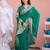 Designer green embroiderd border fandy satin saree with unstitched blouse