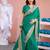 Designer green embroiderd border fandy satin saree with unstitched blouse