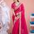 Pure rani embroidered border fandy satin saree with unstitched blouse
