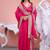 Pure rani embroidered border fandy satin saree with unstitched blouse