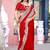 Light weight red embroiderd border fandy satin saree with unstitched blouse