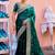 Trendy teal blue zari jaal embroidery heavy border fancy satin saree with unstitched blouse