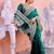 Trendy teal blue zari jaal embroidery heavy border fancy satin saree with unstitched blouse
