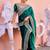 Trendy teal blue zari jaal embroidery heavy border fancy satin saree with unstitched blouse