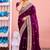 Traditional deep purple zari jaal embroidery heavy border fancy satin saree with unstitched blouse